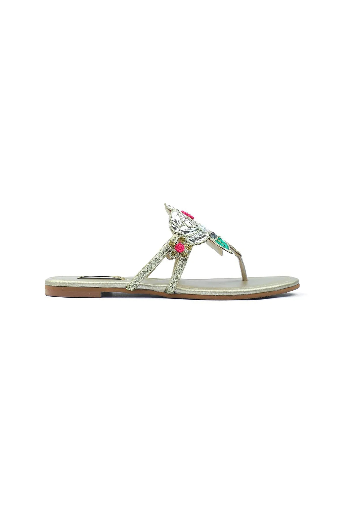 Embroidered Mukaish Chappals | Jhill Mill Gulab