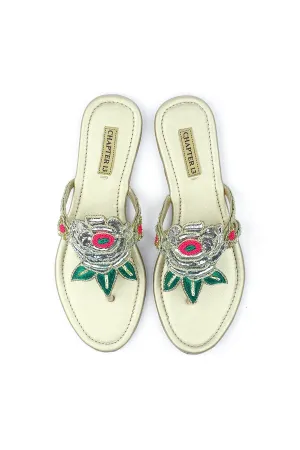 Embroidered Mukaish Chappals | Jhill Mill Gulab