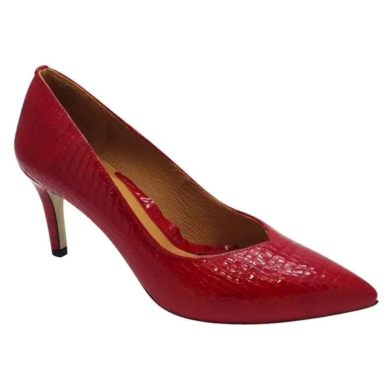 Emis Womens Red Patent Court Shoe Slip On Shoe - 6047/821o