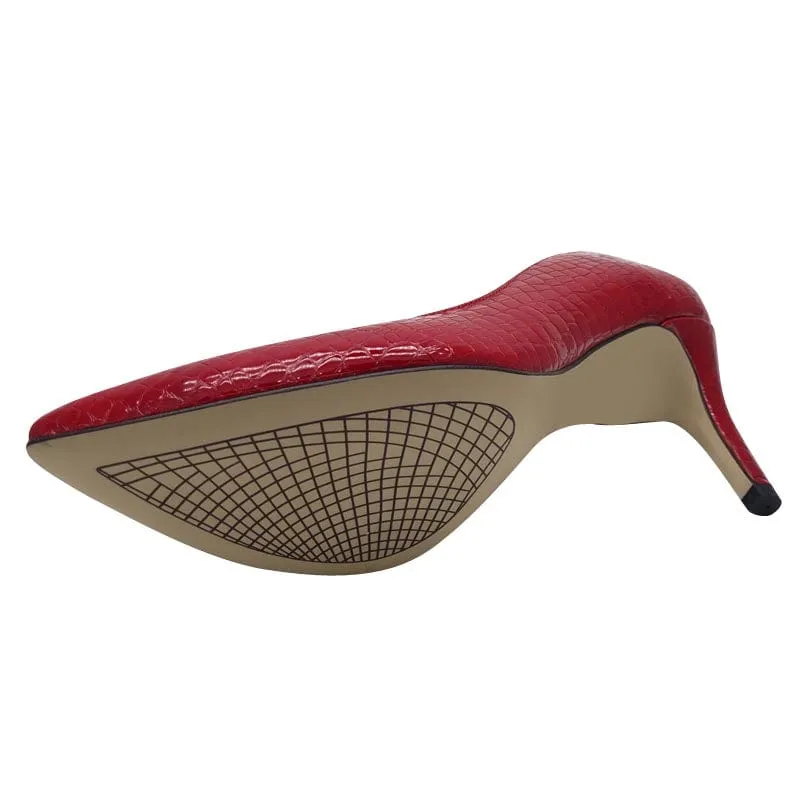 Emis Womens Red Patent Court Shoe Slip On Shoe - 6047/821o