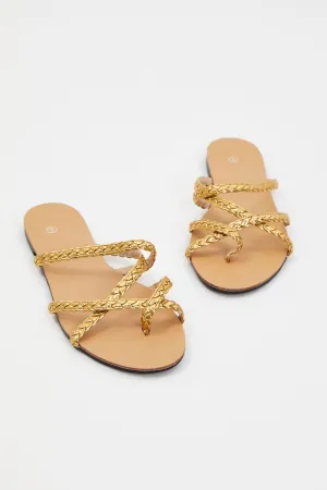 Gold Braid Woven Flat Slides