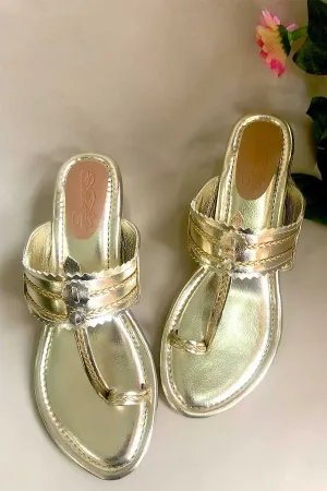 Gold Kolhapuri with Box Heels