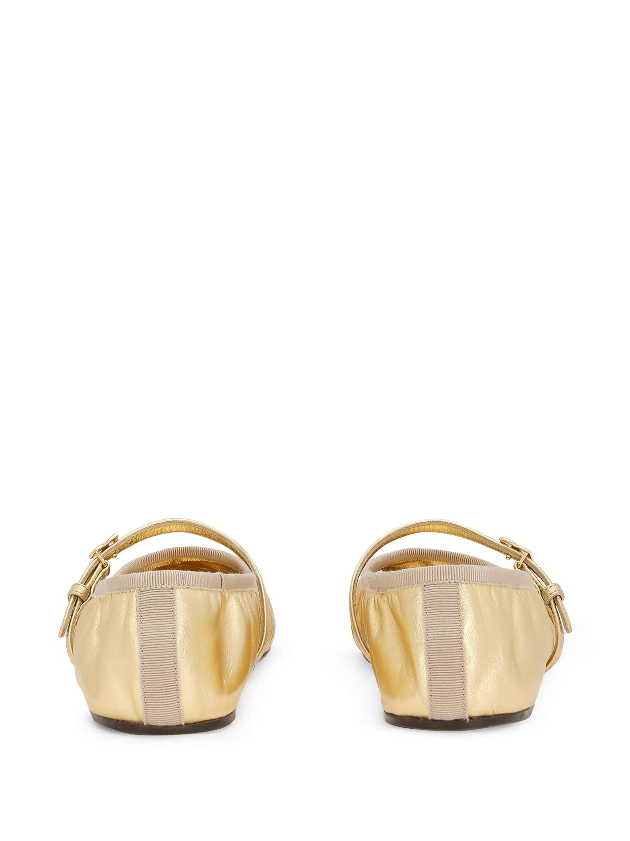 Gold-tone Leather Ballet Flats