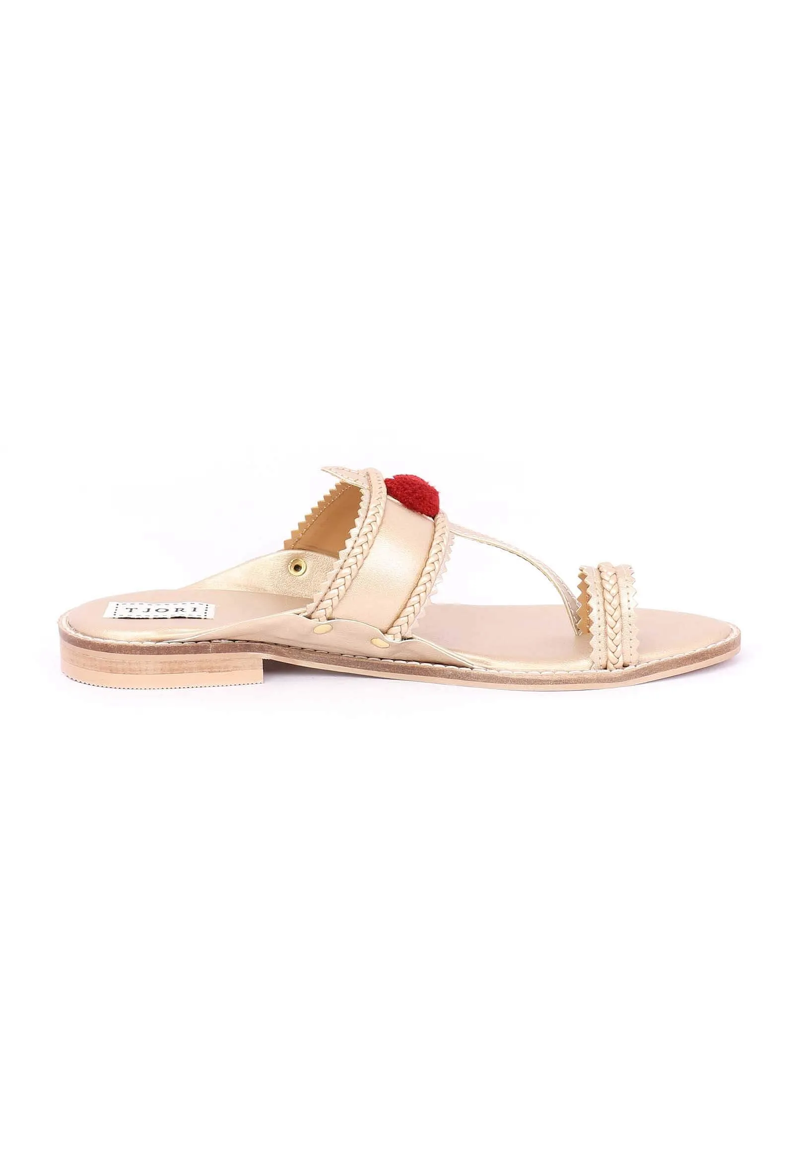 Golden Pom Pom Sandals