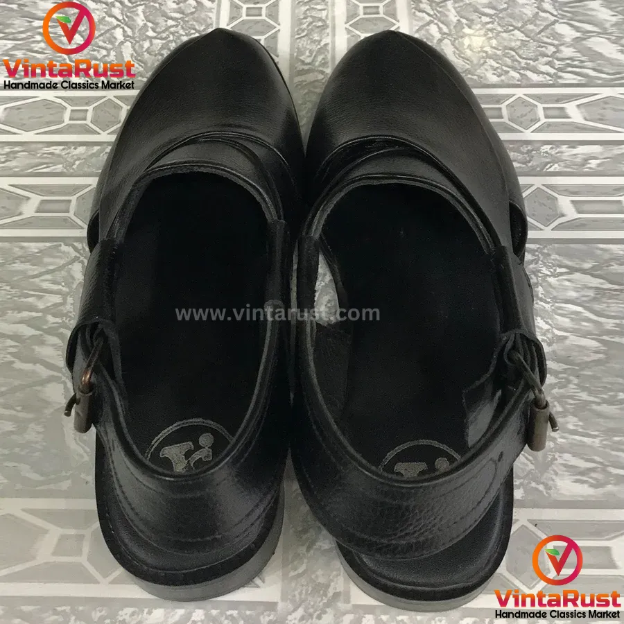 Handcrafted Unique Black Peshawari Men's  Chappal