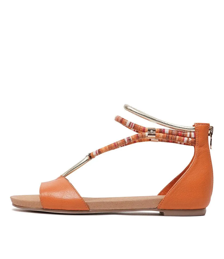 Jazmin Bright Orange Leather Sandals