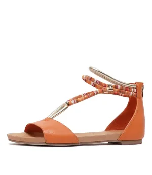 Jazmin Bright Orange Leather Sandals