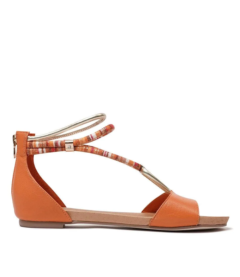 Jazmin Bright Orange Leather Sandals