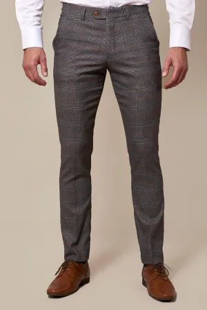 JENSON - Skinny Fit Grey Check Trousers