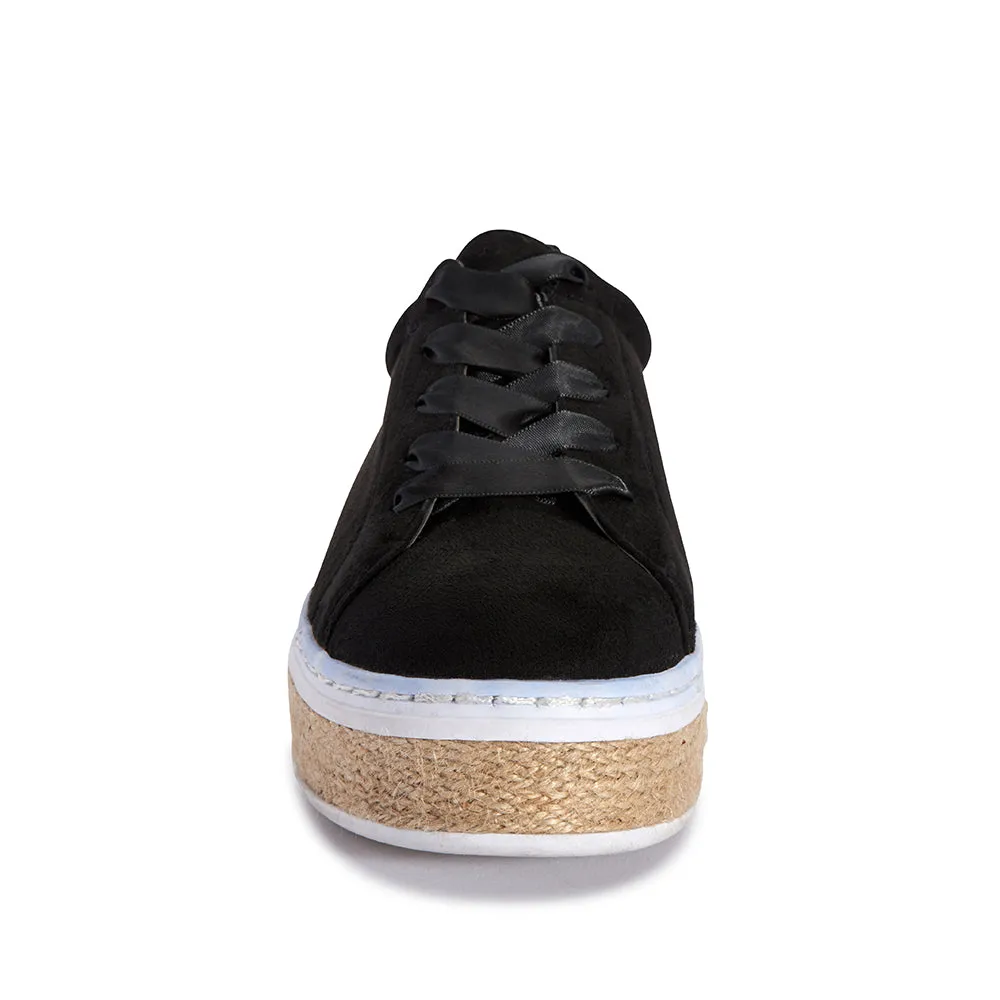 Jute lace up trainer