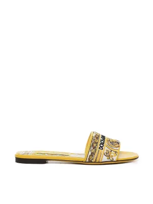 Majolica Yellow Calfskin Slides