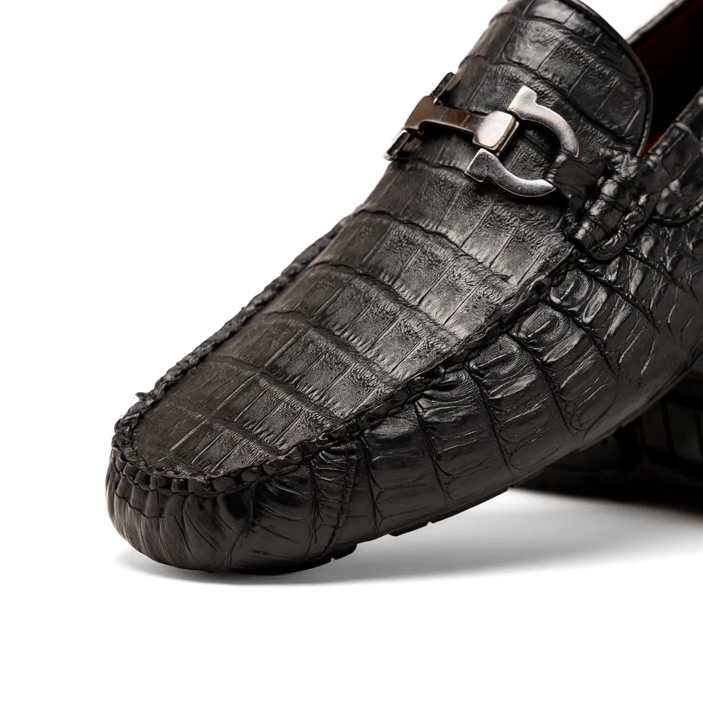 Marco Di Milano Parma Men's Shoes Exotic Crocodile Moccasin Driver Horsebit Loafers (MDM1187)