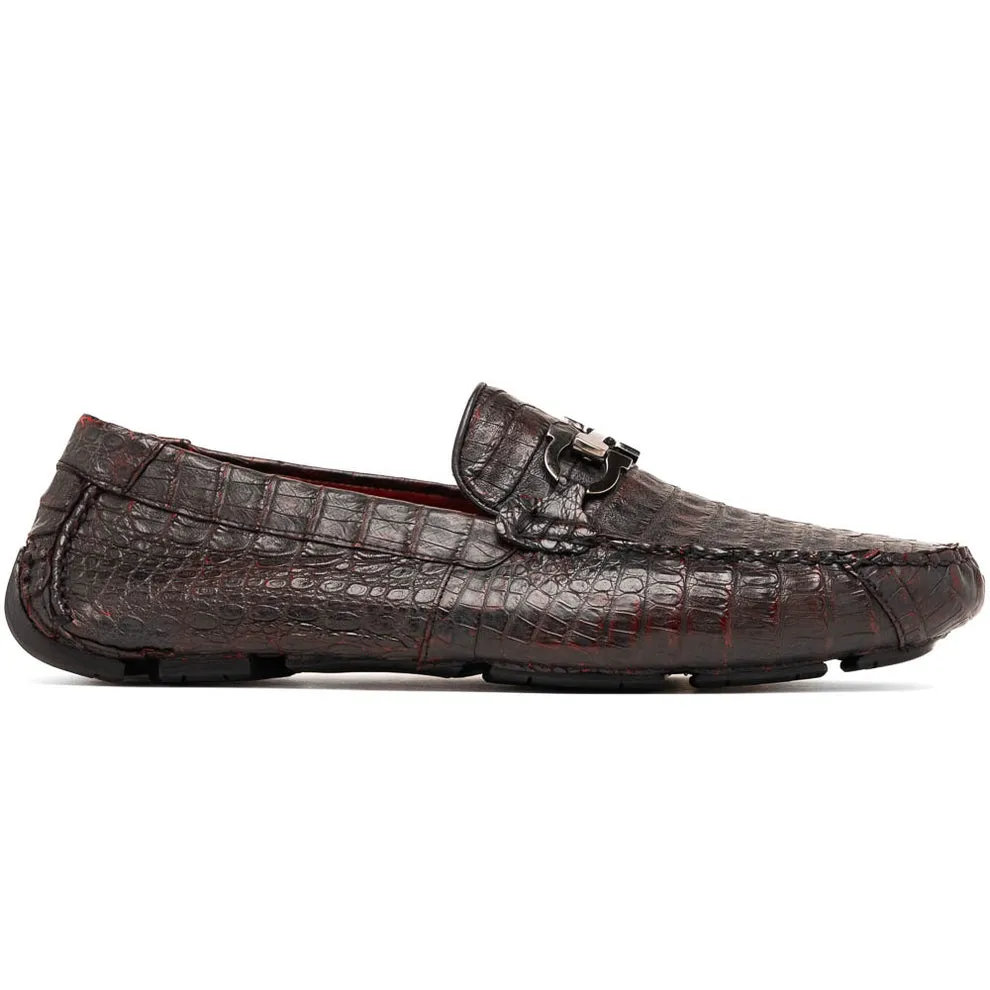 Marco Di Milano Parma Men's Shoes Exotic Crocodile Moccasin Driver Horsebit Loafers (MDM1187)