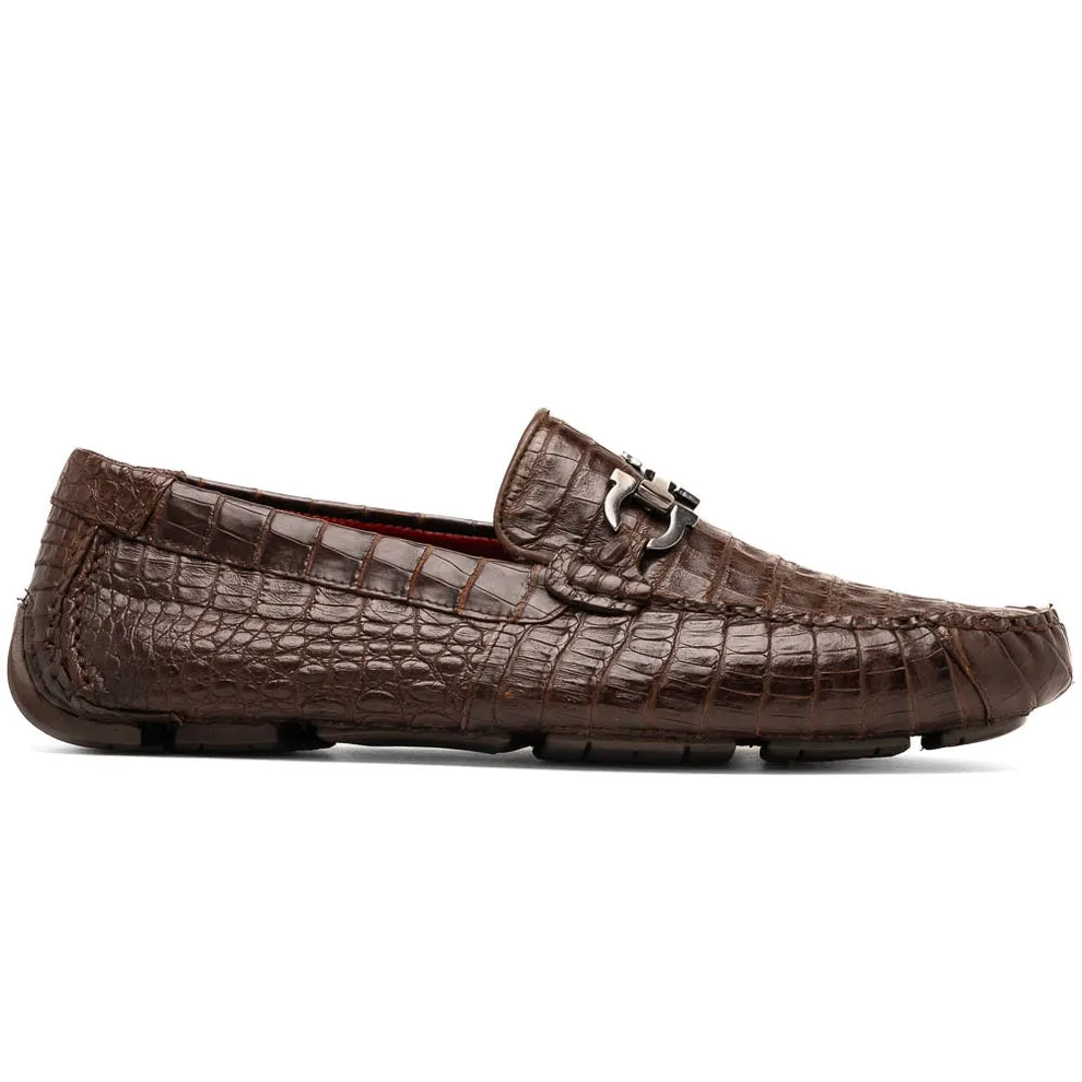 Marco Di Milano Parma Men's Shoes Exotic Crocodile Moccasin Driver Horsebit Loafers (MDM1187)