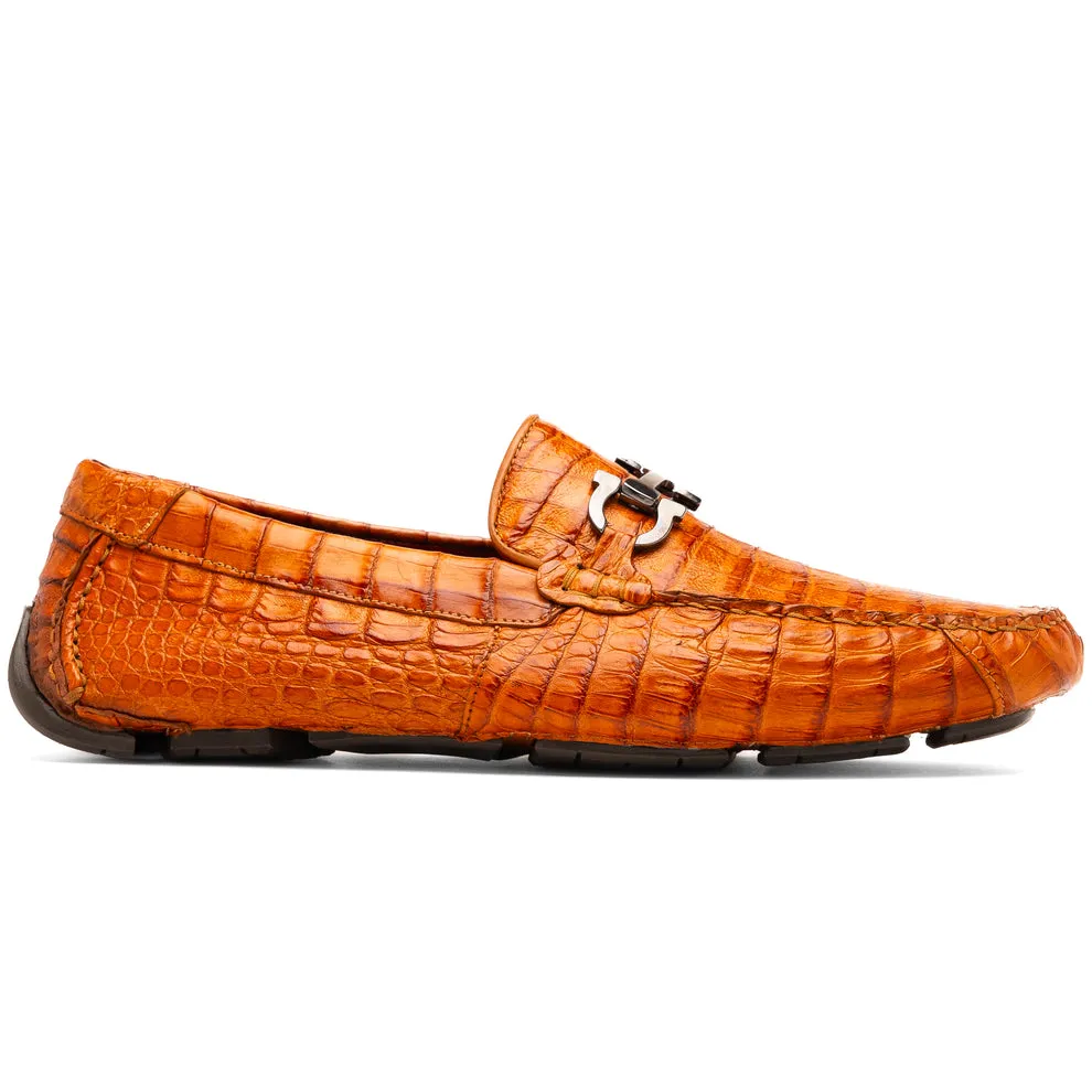 Marco Di Milano Parma Men's Shoes Exotic Crocodile Moccasin Driver Horsebit Loafers (MDM1187)