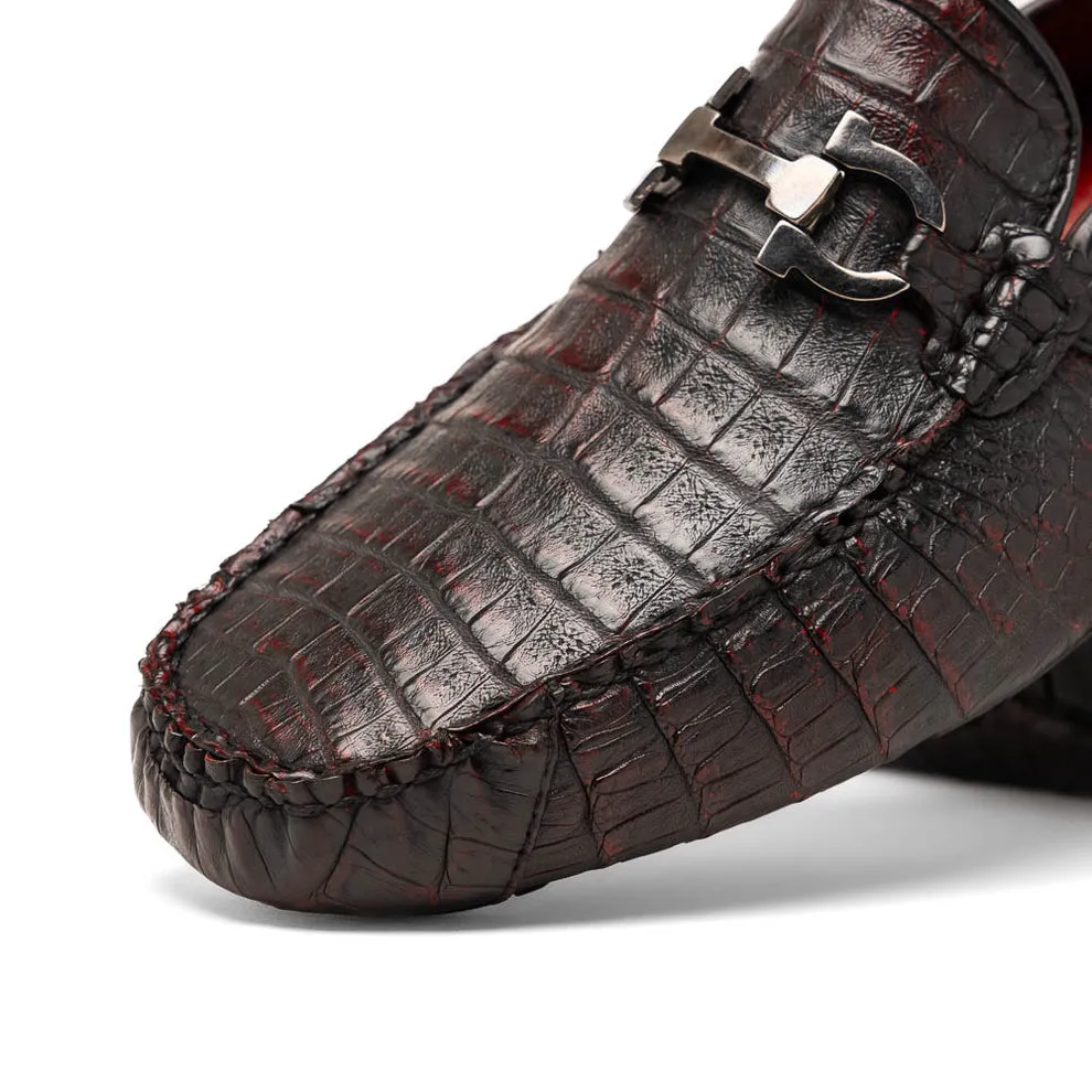 Marco Di Milano Parma Men's Shoes Exotic Crocodile Moccasin Driver Horsebit Loafers (MDM1187)