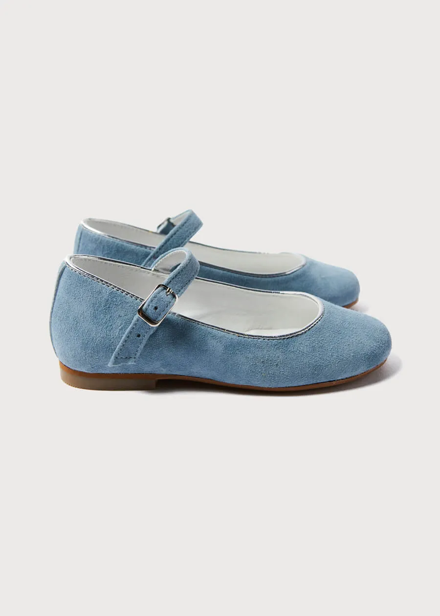 Mary Jane Suede Girls Shoes in Baby Blue (24-34EU)