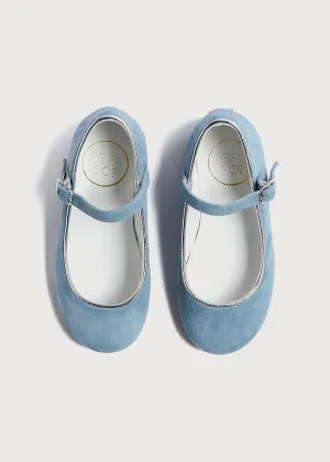 Mary Jane Suede Girls Shoes in Baby Blue (24-34EU)