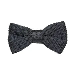 Mens Black Cross-Hatched Knitted Bow Tie