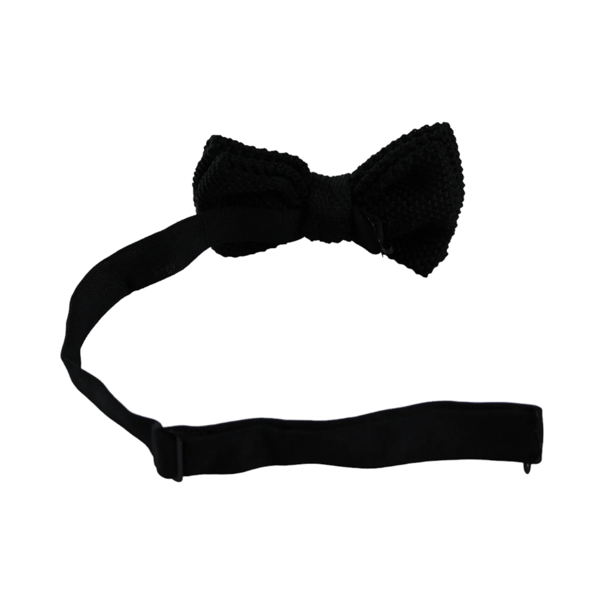 Mens Black With White Polka Dots Knitted Bow Tie