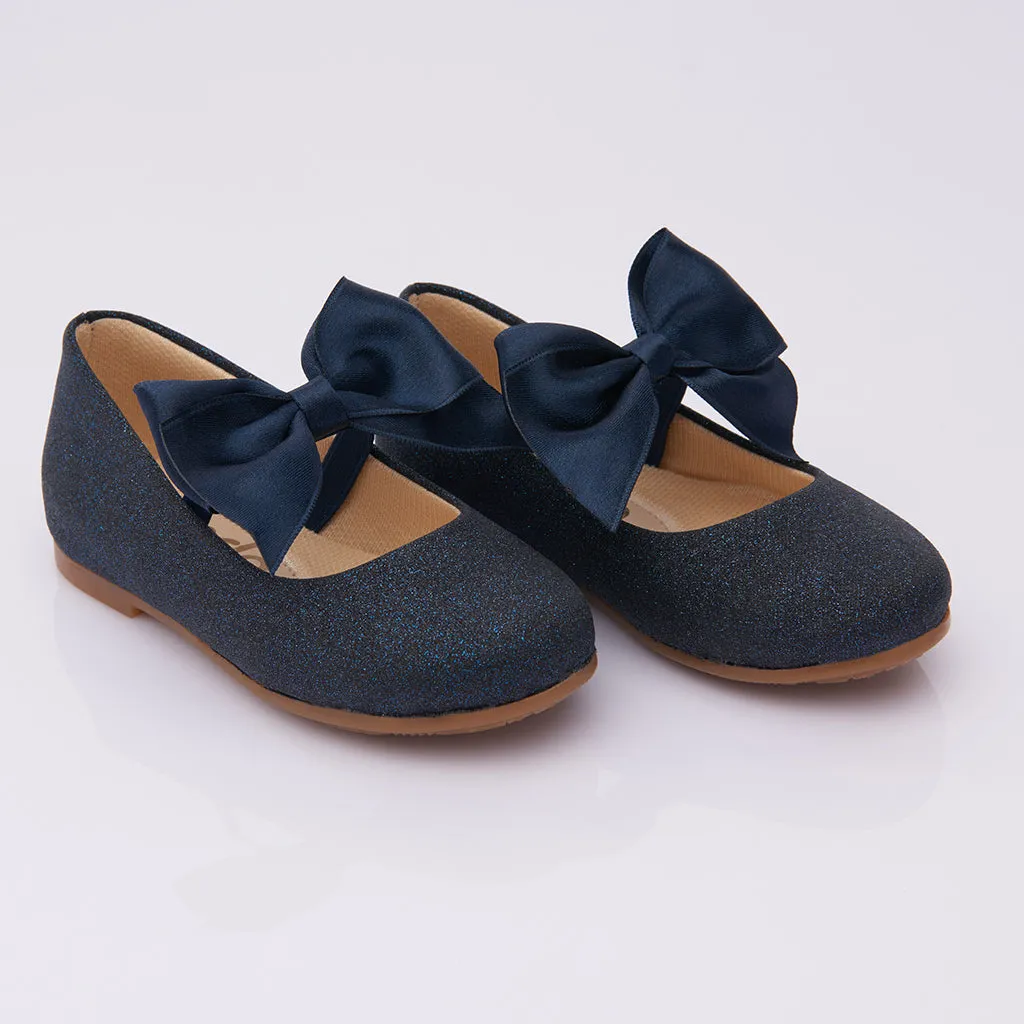 Navy Baby Bow Flats