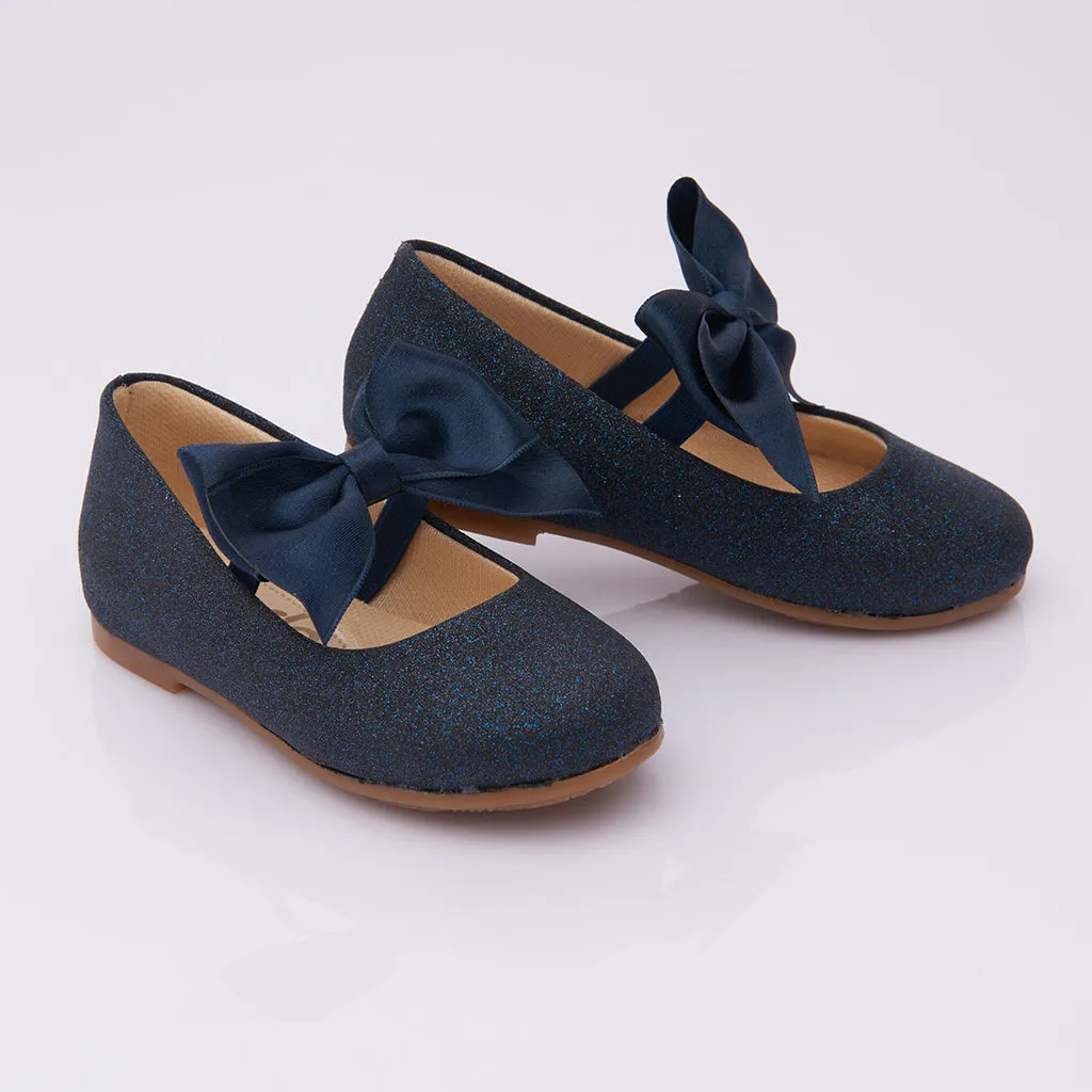 Navy Baby Bow Flats