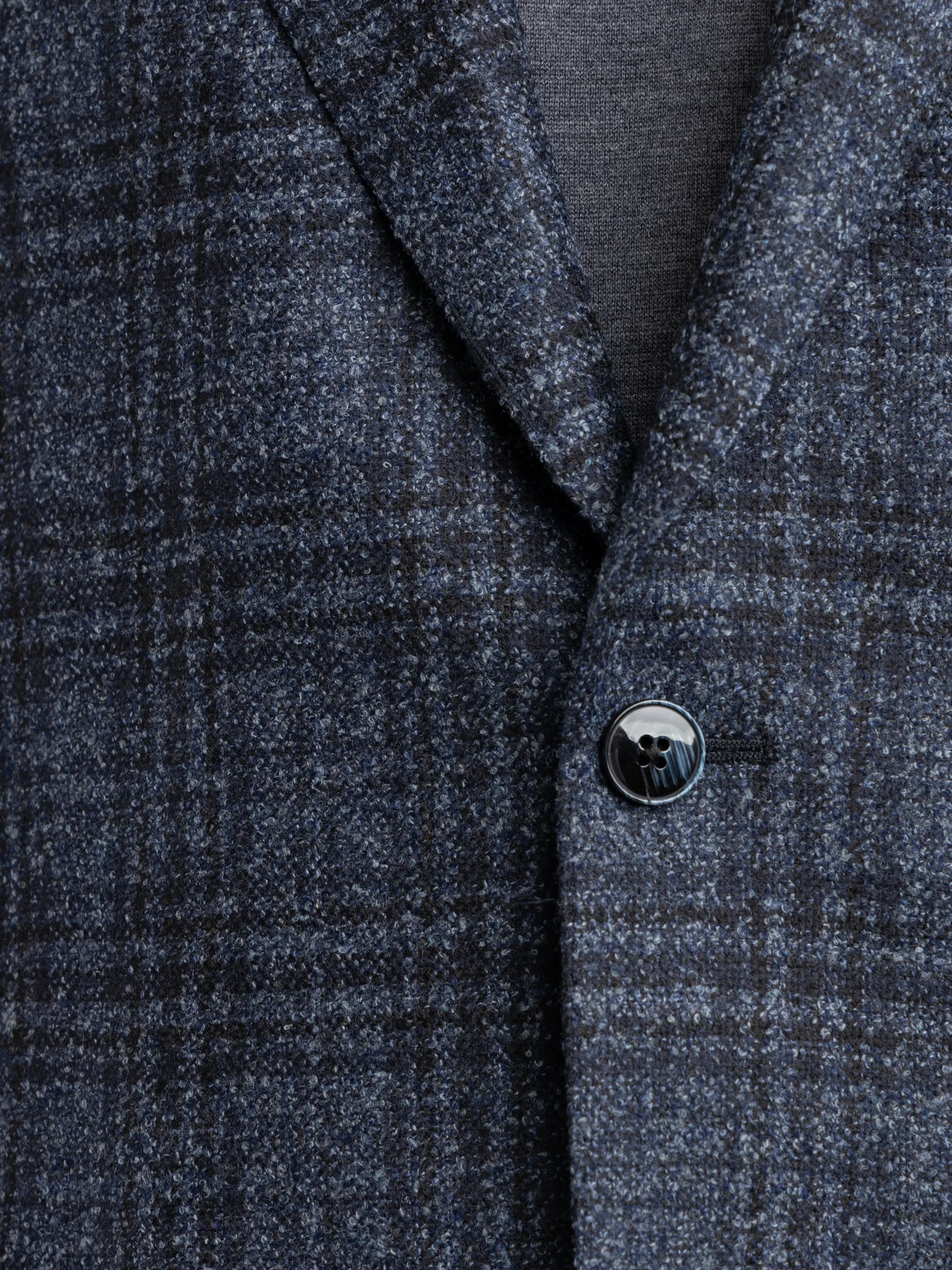 Navy Check Wool-Blend Sport Jacket