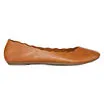 NEW Womens City Streets CARA Scalloped Vegan Ballet Flats Shoes 9.5 BROWN COGNAC