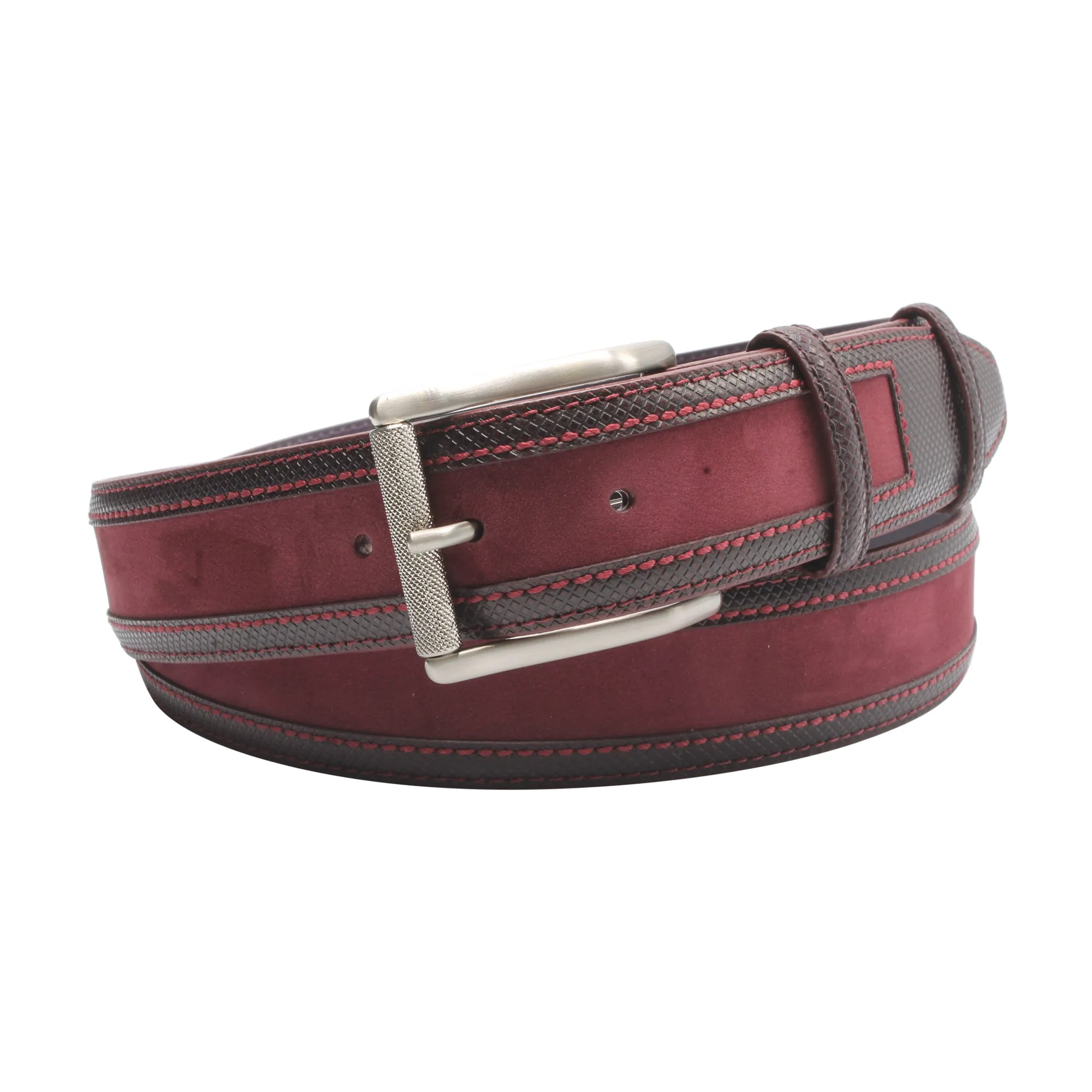 Nubuck/Dadino Mix Burgundy Coltrane Roller Belt