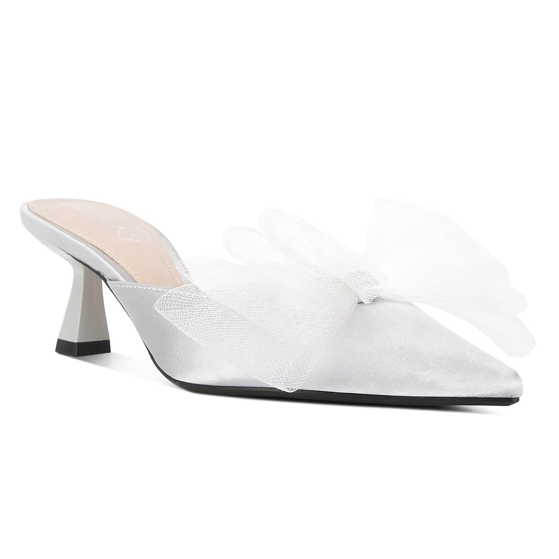 Organza Bow Embellished Mules