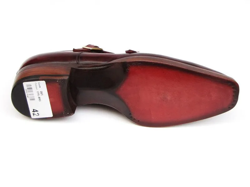 Paul Parkman Men's Handcrafted Burgundy Monkstrap Shoes