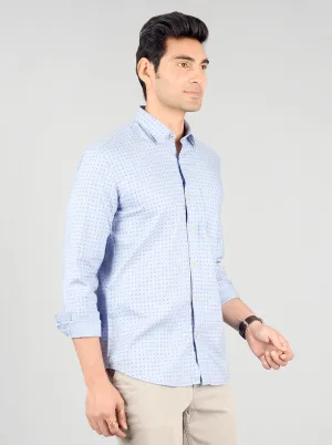 Placid Blue Printed Slim Fit Casual Shirt | JadeBlue