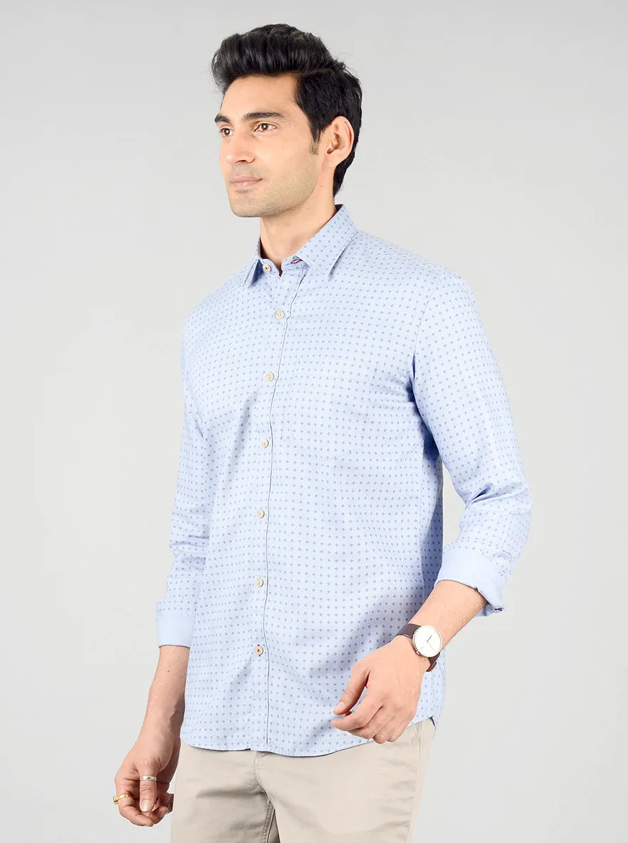 Placid Blue Printed Slim Fit Casual Shirt | JadeBlue