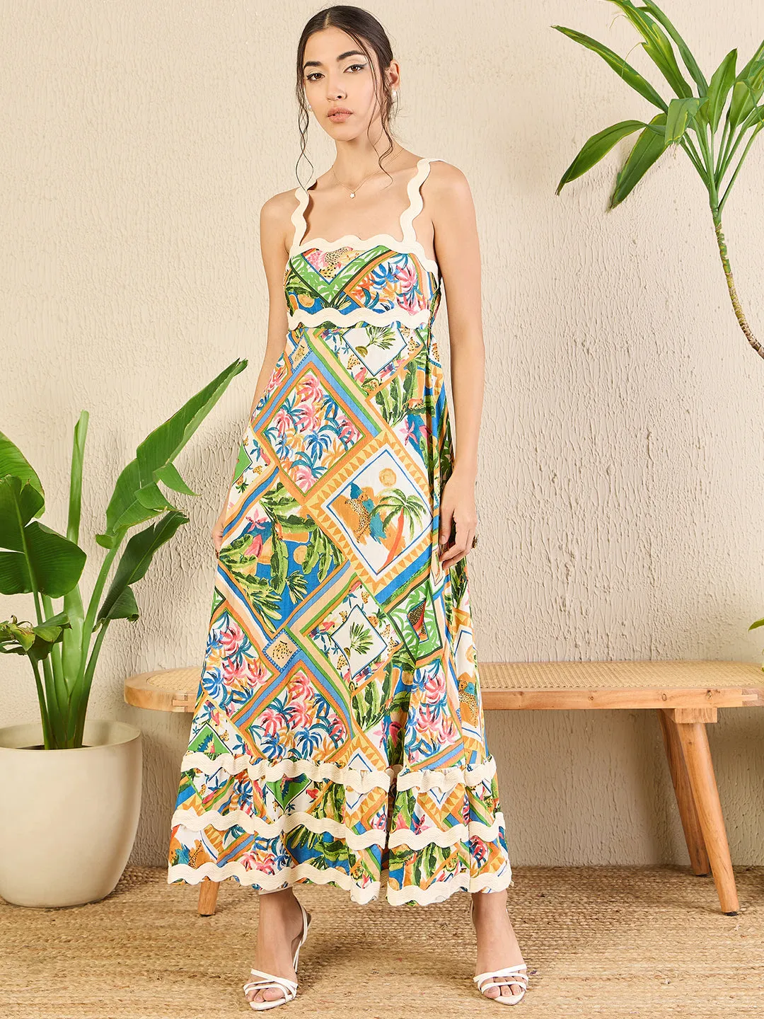 Printed Cotton Ric-Rac Dress