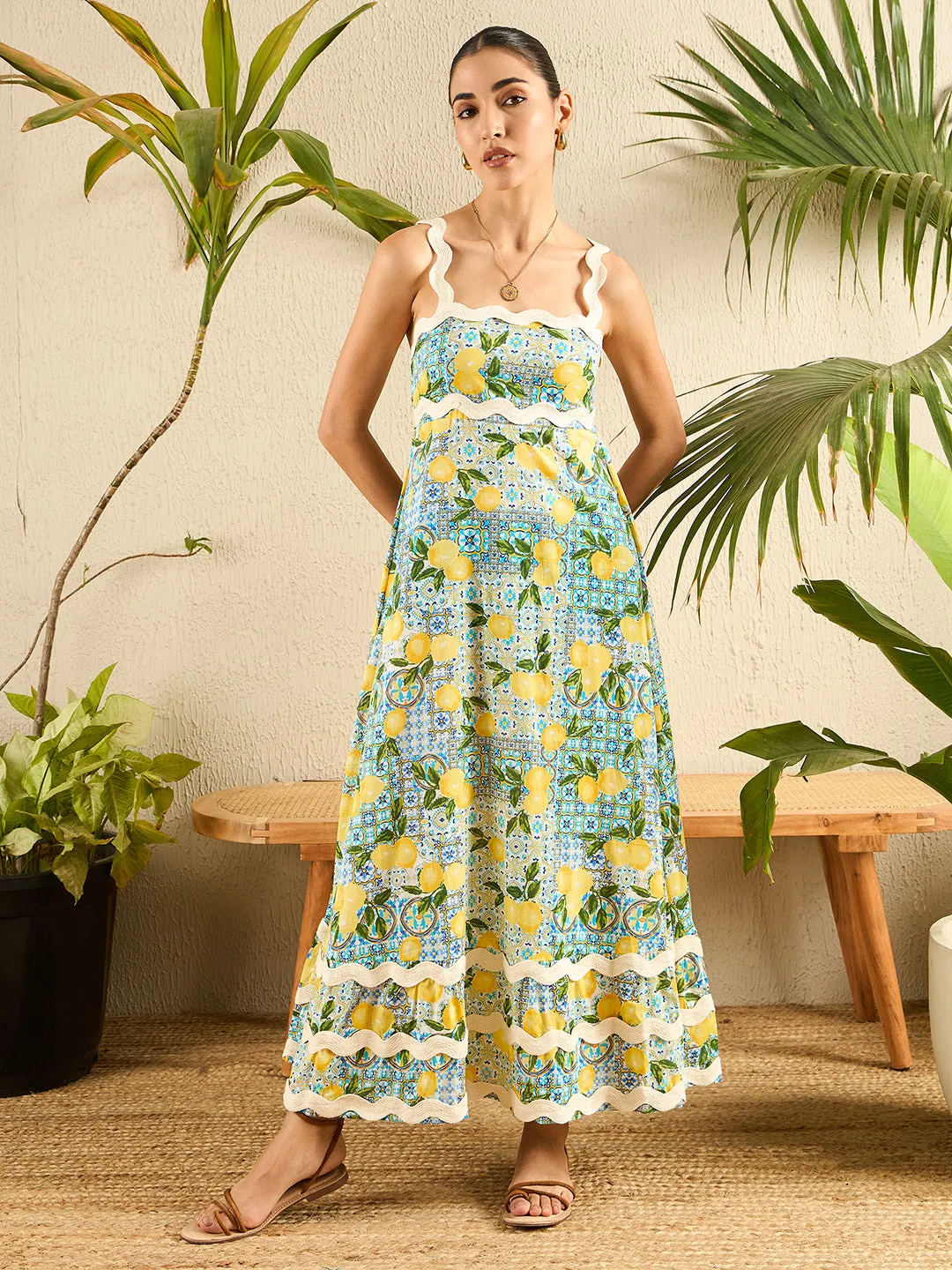 Printed Cotton Ric-Rac Dress