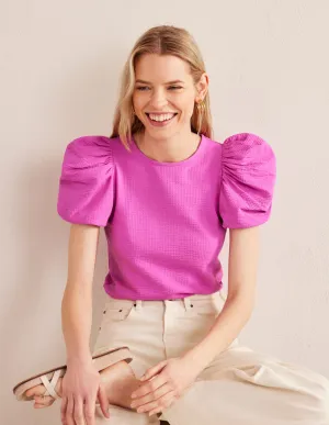 Puff Sleeve Jersey Top-Rose Violet