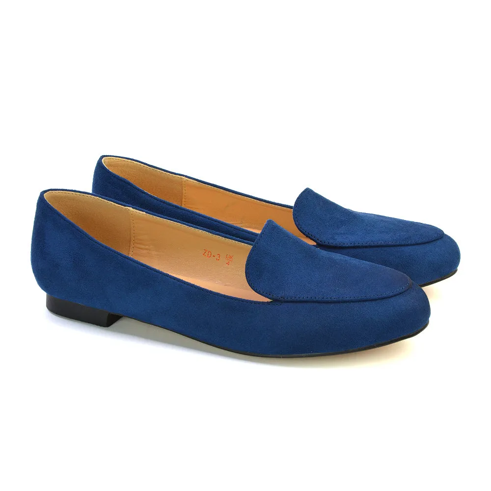 Quincy Slip On Low Heel Back to School Shoes Pumps Loafers in Navy