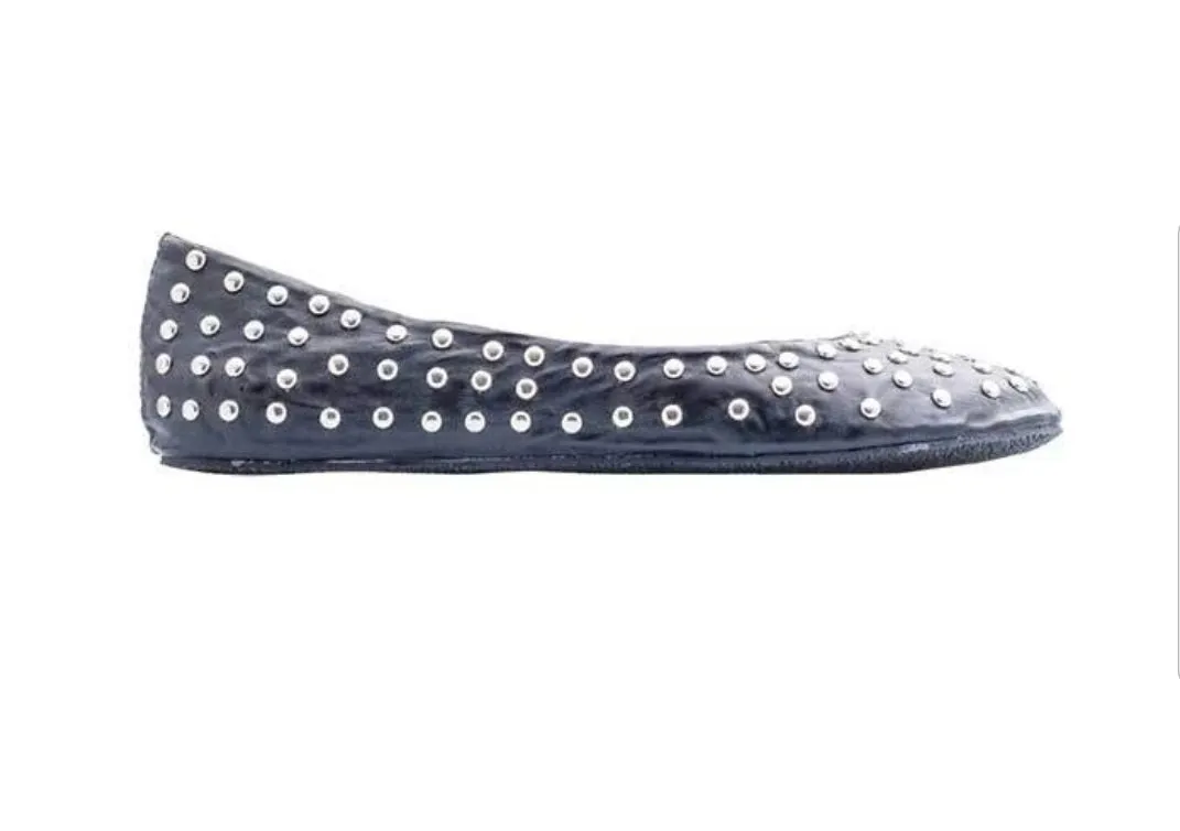 "Rock & Rollasoles" Silver Studded Black Flats