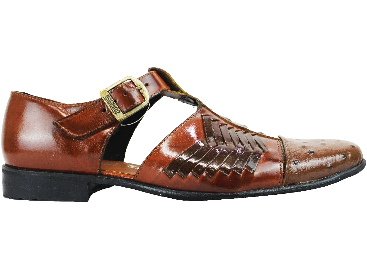 Rodrigo Cognac Brown Ostrich Leather Sandal Shoe