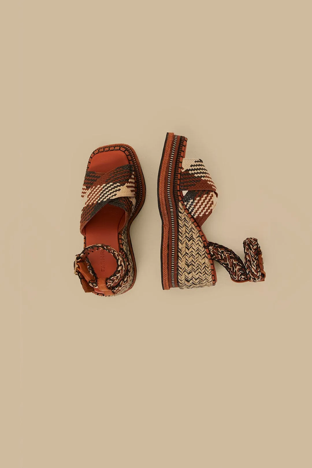 Rust Multi Texture Wedge Sandal