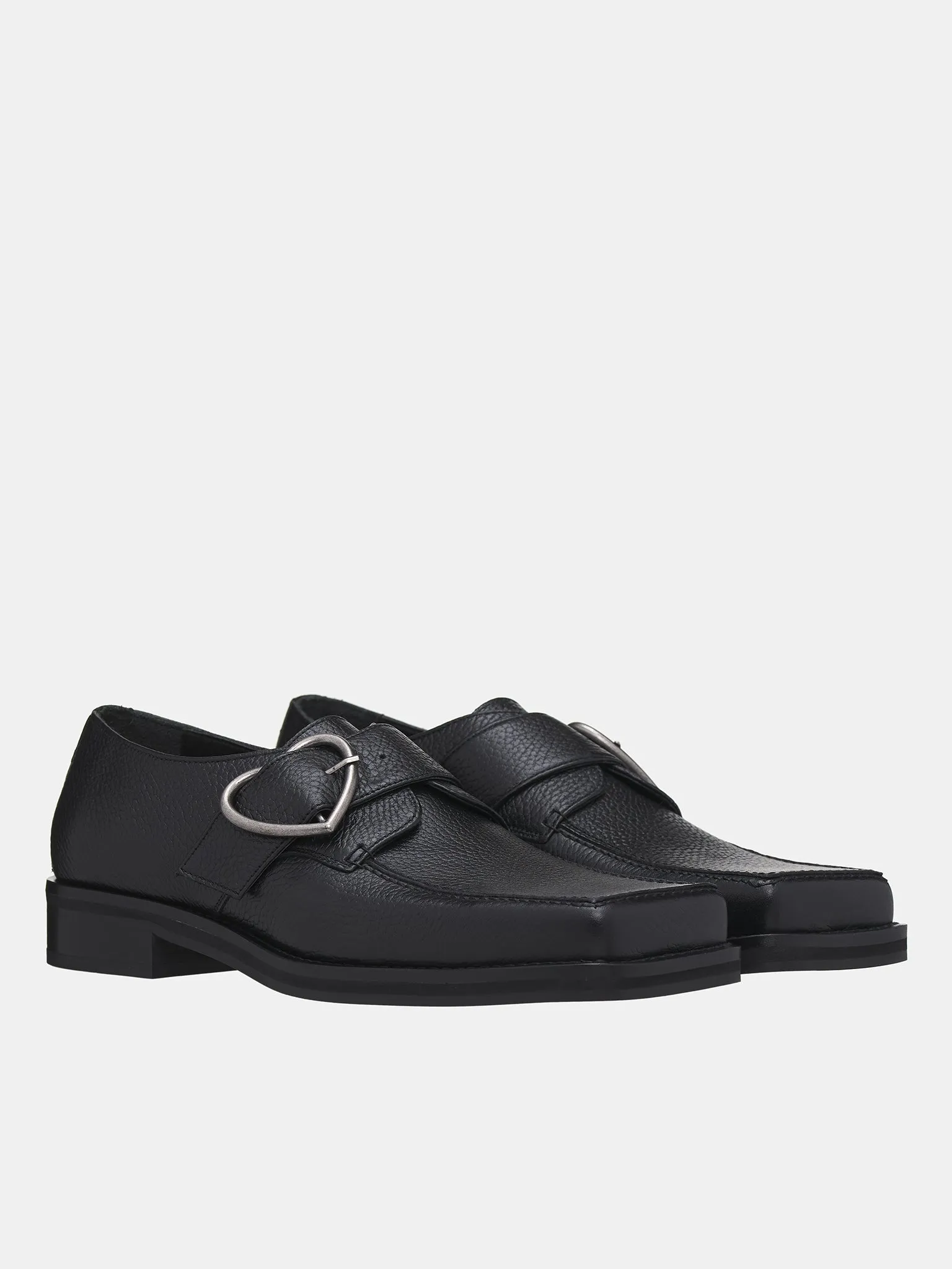 Square Toe Buckle Loafers (1055LP07001M-BLACK)