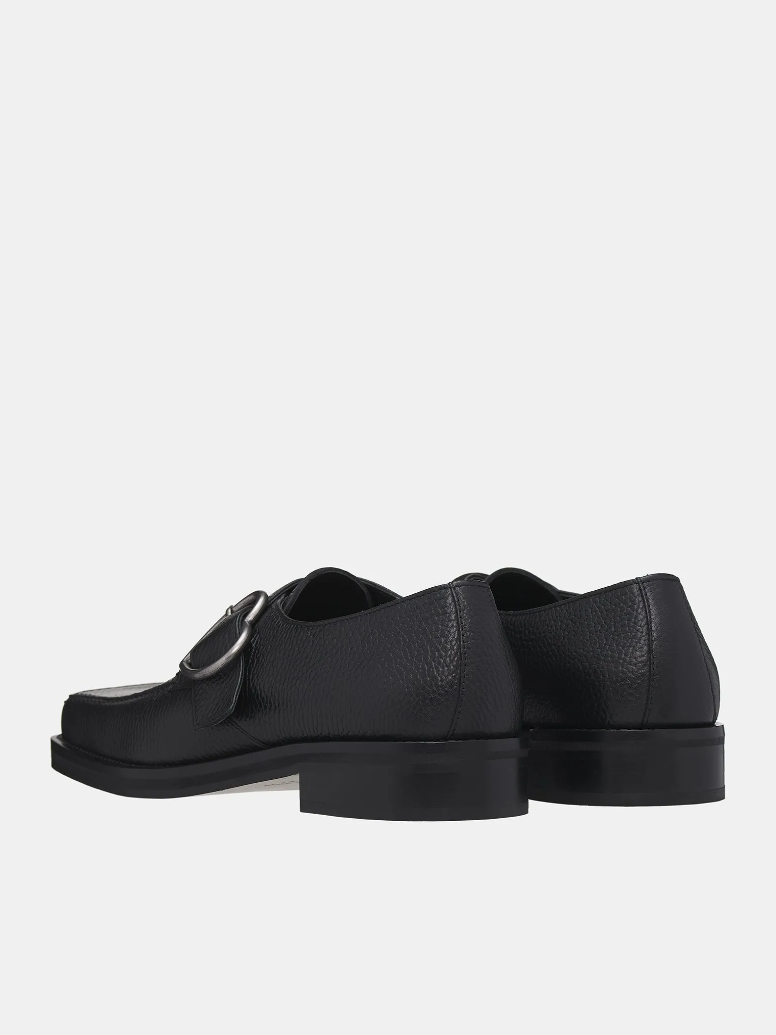 Square Toe Buckle Loafers (1055LP07001M-BLACK)