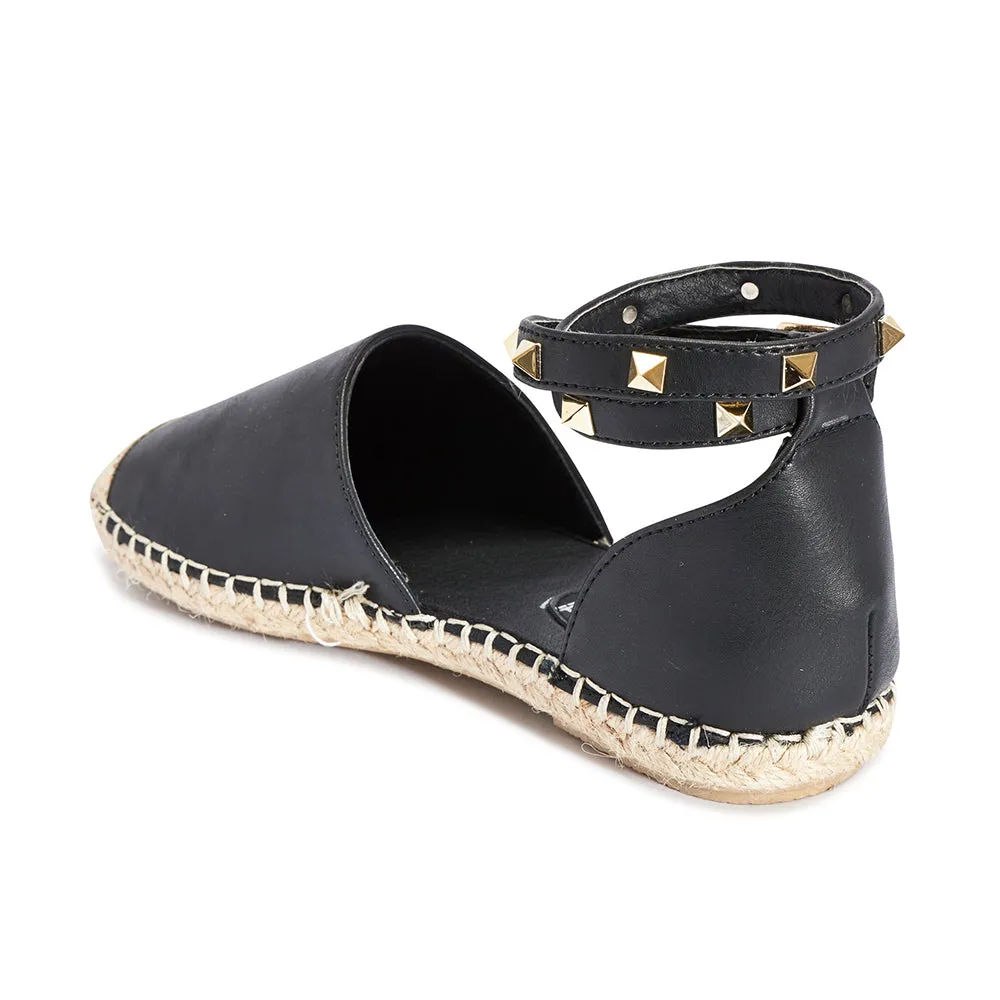 Studded ankle strap flat