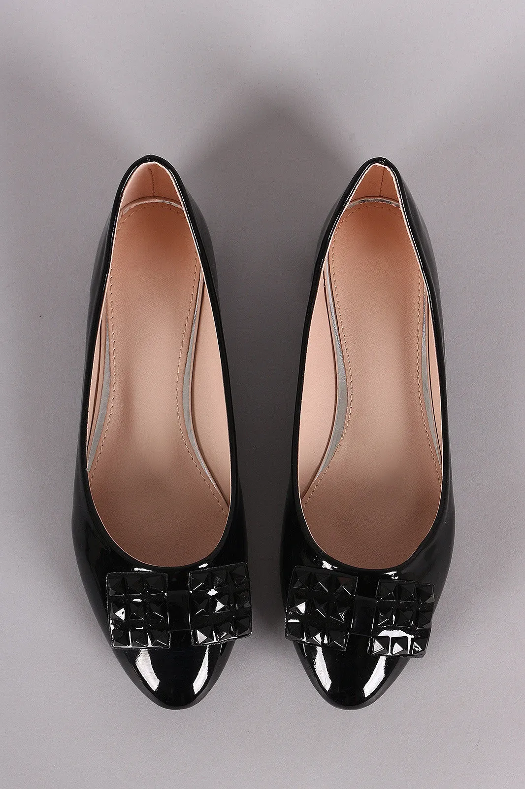 Studded Bow Patent Ballet Flat