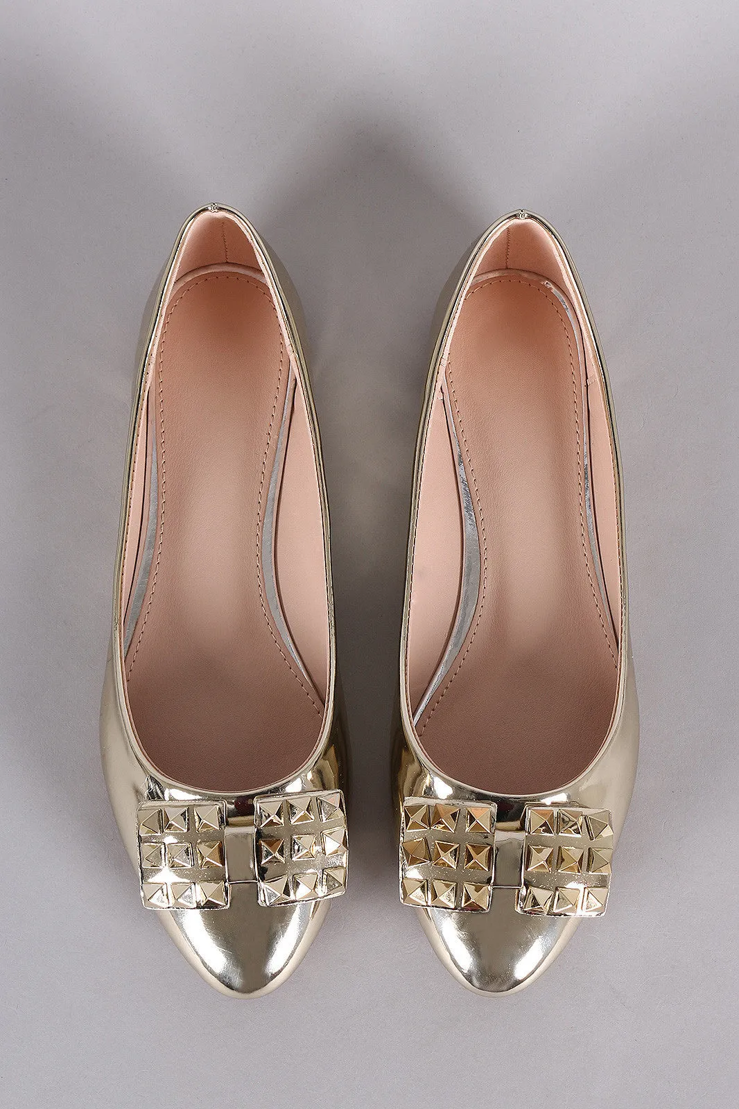 Studded Bow Patent Ballet Flat