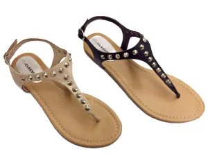 Studded Flat Thong Sandals