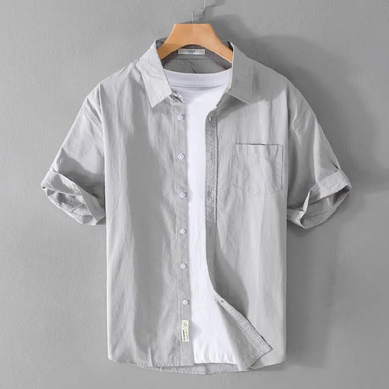 Summer Short Sleeve Loose Thin Japanese Leisure Pure Cotton Simple