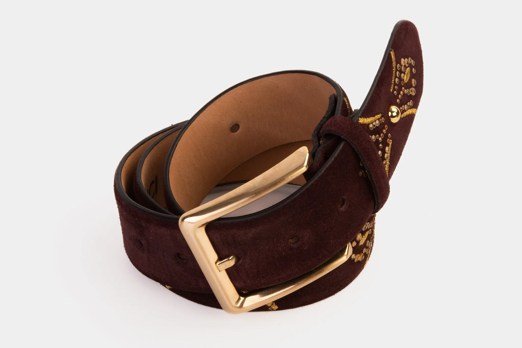 The Lazio Burgundy  Suede Leather Belt