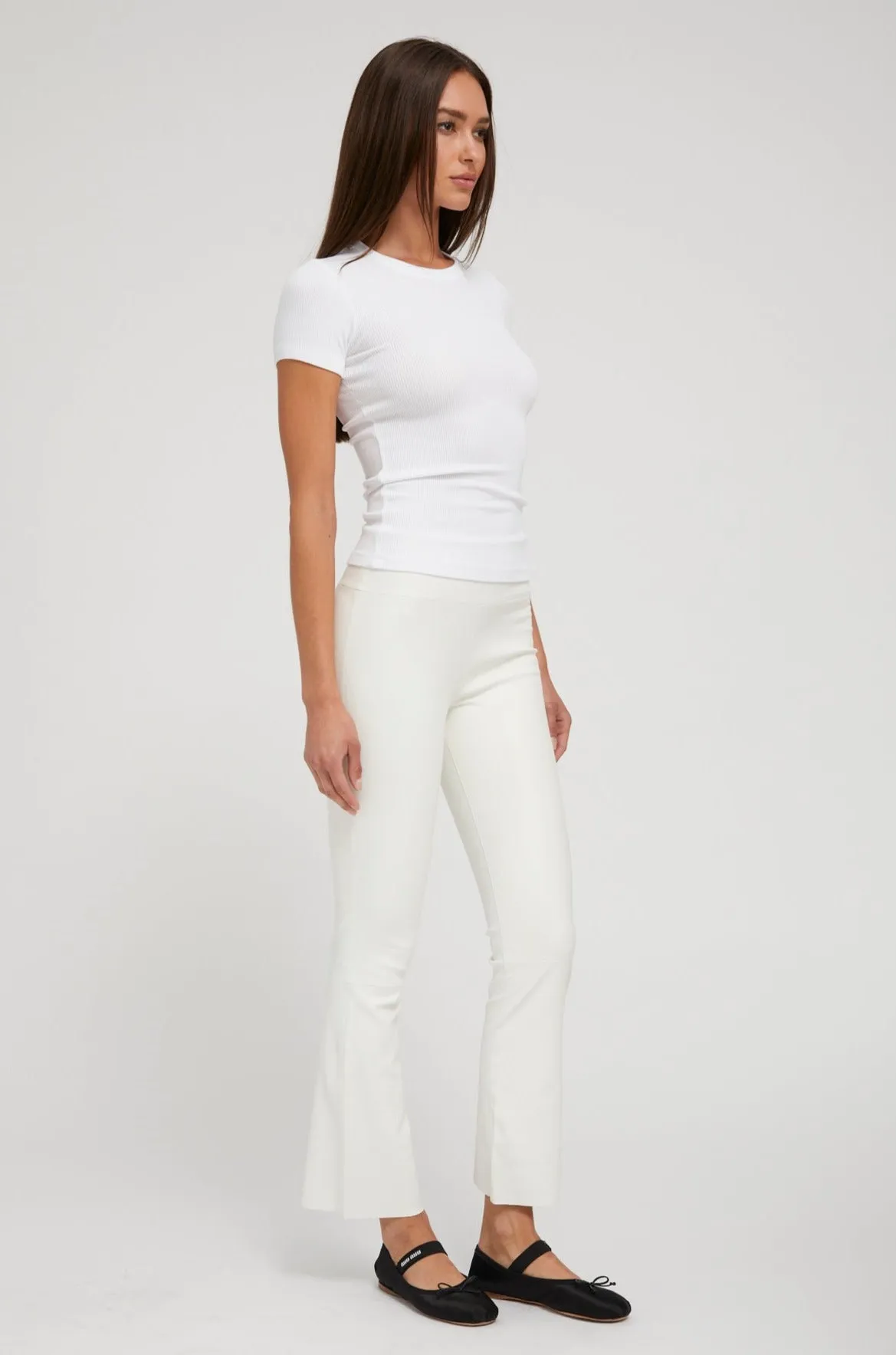 White Leather Ankle Flare PR