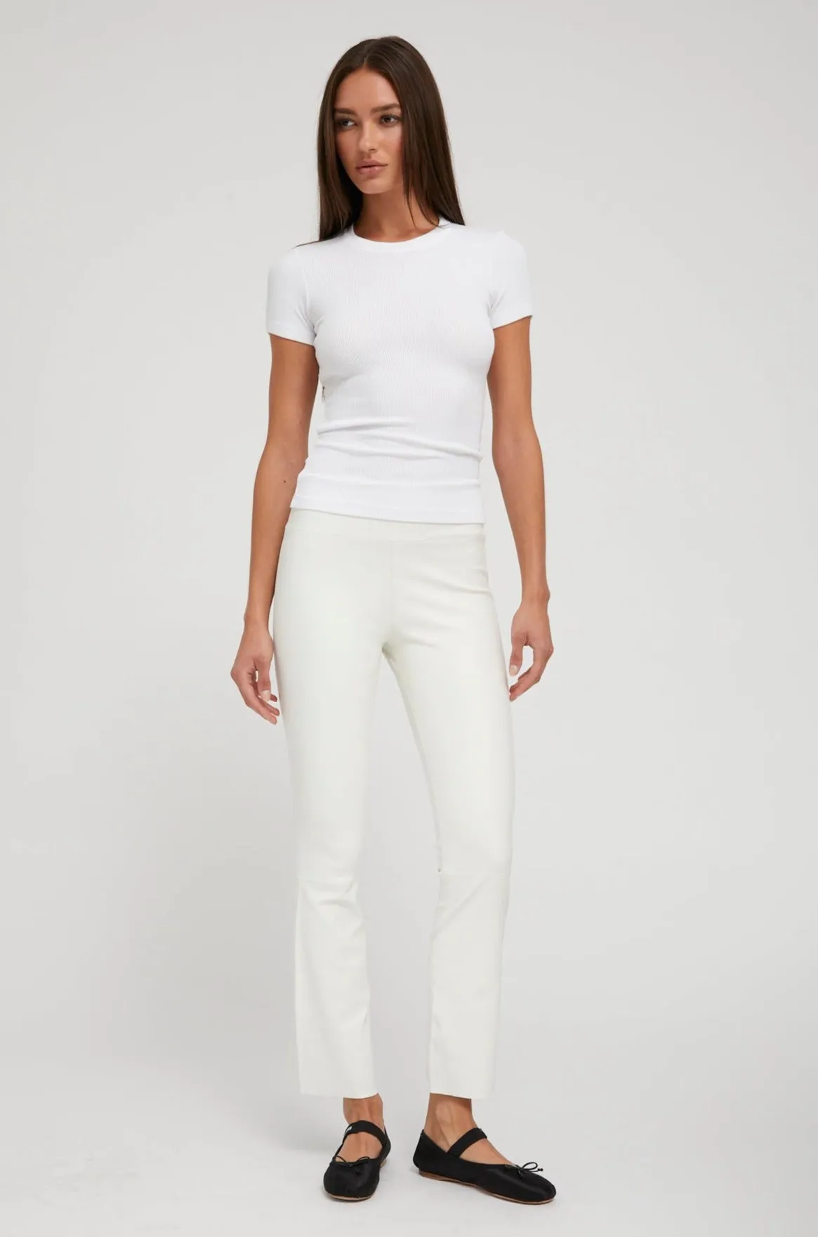 White Leather Ankle Flare PR